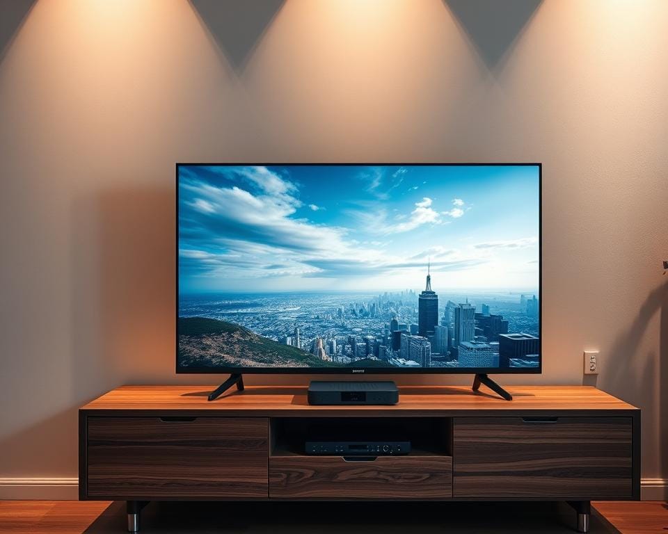 A digital television service that delivers high-quality video and audio content over an internet connection. A modern living room setup with a sleek IPTV set-top box or smart TV on a minimalist wooden entertainment center. The screen displays a crisp, high-definition image of a dynamic landscape or cityscape, showcasing the advanced video capabilities of IPTV. Soft, directional lighting illuminates the scene, creating a warm and inviting atmosphere. The overall composition emphasizes the seamless integration of IPTV technology into a contemporary, tech-savvy home environment. A digital television service that delivers high-quality video and audio content over an internet connection. A modern living room setup with a sleek IPTV set-top box or smart TV on a minimalist wooden entertainment center. The screen displays a crisp, high-definition image of a dynamic landscape or cityscape, showcasing the advanced video capabilities of IPTV. Soft, directional lighting illuminates the scene, creating a warm and inviting atmosphere. The overall composition emphasizes the seamless integration of IPTV technology into a contemporary, tech-savvy home environment.