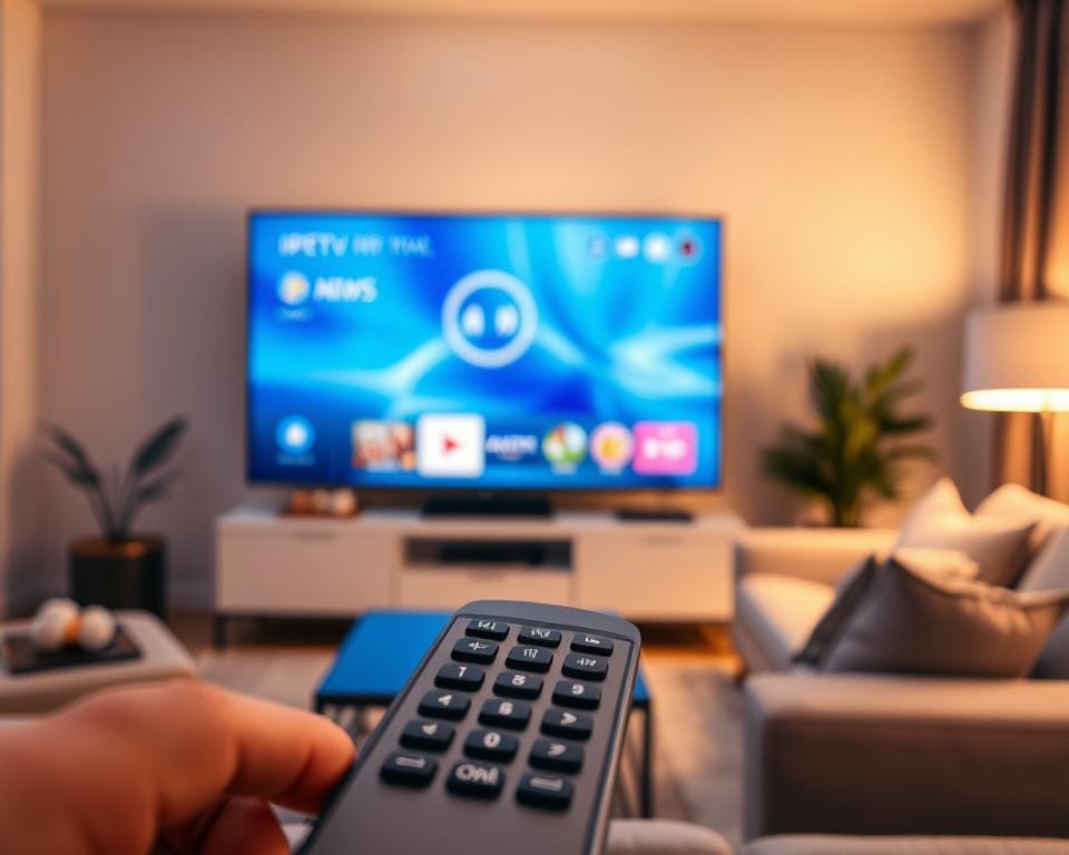 A serene, cinematic scene of a sleek, modern smart TV displaying a vibrant, crystal-clear IPTV interface. The screen is illuminated by a warm, soft lighting, casting a cozy glow on the surrounding environment. In the foreground, a high-end remote control with intuitive buttons and a smooth, ergonomic design. The middle ground features a stylish, minimalist entertainment unit, housing the TV and other streaming devices. The background showcases a comfortable, inviting living room setting, with plush furniture and subtle decor elements that complement the overall aesthetic. The entire composition conveys a sense of elegance, technological sophistication, and the premium quality of the Atlas IPTV streaming experience. A serene, cinematic scene of a sleek, modern smart TV displaying a vibrant, crystal-clear IPTV interface. The screen is illuminated by a warm, soft lighting, casting a cozy glow on the surrounding environment. In the foreground, a high-end remote control with intuitive buttons and a smooth, ergonomic design. The middle ground features a stylish, minimalist entertainment unit, housing the TV and other streaming devices. The background showcases a comfortable, inviting living room setting, with plush furniture and subtle decor elements that complement the overall aesthetic. The entire composition conveys a sense of elegance, technological sophistication, and the premium quality of the Atlas IPTV streaming experience.