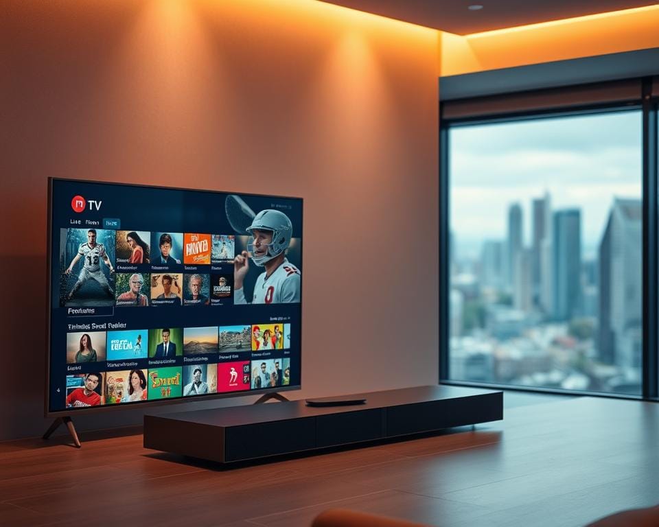 A sleek, modern display showcasing the premium features of IPTV OTT service. In the foreground, a high-definition television screen presents a vibrant array of entertainment options, from live sports to on-demand movies. The middle ground features a minimalist media hub, its clean lines and subdued colors conveying a sense of sophistication. In the background, a softly blurred cityscape hints at the global reach and connectivity of this advanced streaming platform. Warm, directional lighting accentuates the premium aesthetic, while a subtle depth of field creates a sense of depth and immersion. The overall composition evokes a seamless, high-quality viewing experience befitting the IPTV OTT Premium offering. A sleek, modern display showcasing the premium features of IPTV OTT service. In the foreground, a high-definition television screen presents a vibrant array of entertainment options, from live sports to on-demand movies. The middle ground features a minimalist media hub, its clean lines and subdued colors conveying a sense of sophistication. In the background, a softly blurred cityscape hints at the global reach and connectivity of this advanced streaming platform. Warm, directional lighting accentuates the premium aesthetic, while a subtle depth of field creates a sense of depth and immersion. The overall composition evokes a seamless, high-quality viewing experience befitting the IPTV OTT Premium offering.
