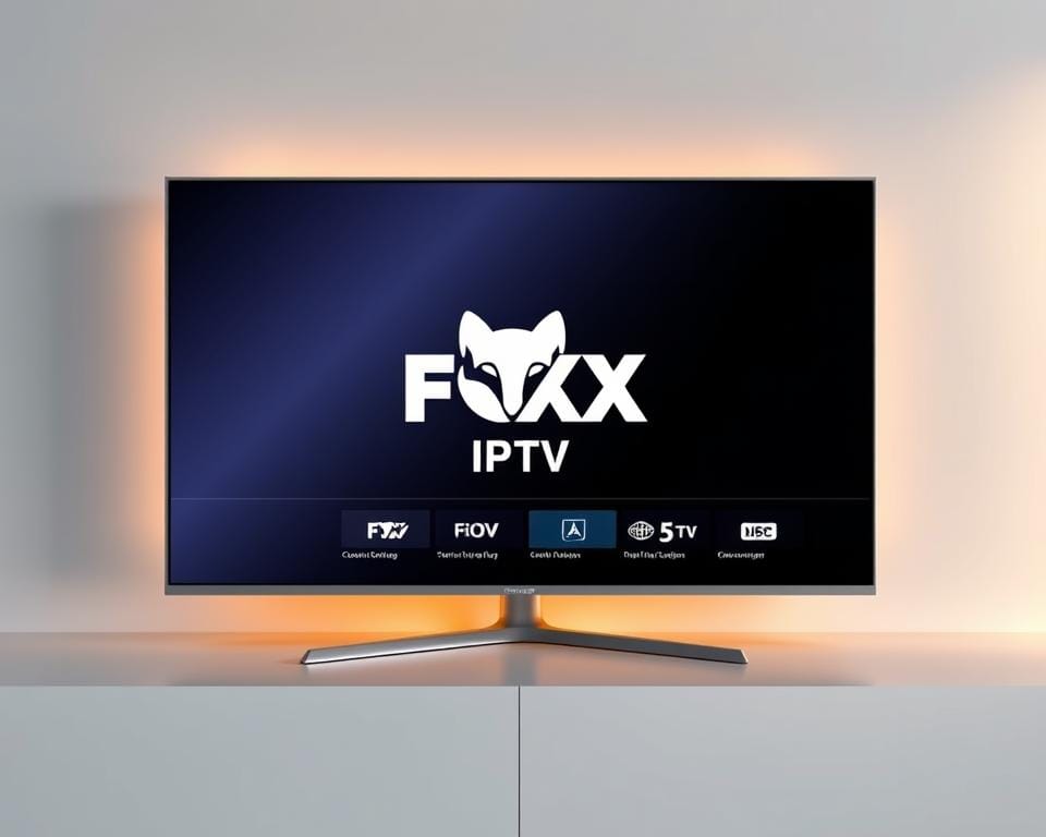 A sleek, modern television screen showcasing the Foxx IPTV interface. The screen is set against a minimalist, clean background, with soft, diffused lighting creating a warm and inviting atmosphere. The Foxx IPTV logo is prominently displayed, surrounded by a minimalist user interface featuring various content categories and options. The overall composition emphasizes the simplicity and user-friendliness of the Foxx IPTV system, conveying a sense of accessibility and entertainment. The image should capture the essence of Foxx IPTV as a reliable and seamless streaming solution. A sleek, modern television screen showcasing the Foxx IPTV interface. The screen is set against a minimalist, clean background, with soft, diffused lighting creating a warm and inviting atmosphere. The Foxx IPTV logo is prominently displayed, surrounded by a minimalist user interface featuring various content categories and options. The overall composition emphasizes the simplicity and user-friendliness of the Foxx IPTV system, conveying a sense of accessibility and entertainment. The image should capture the essence of Foxx IPTV as a reliable and seamless streaming solution.
